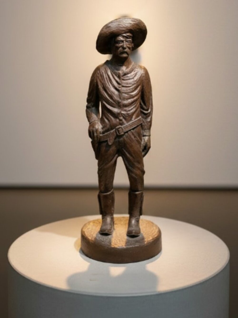 LARGO -- Cowboy Statue, Vintage, 15" Bronze-Tone Western Figure Rustic Sculpture